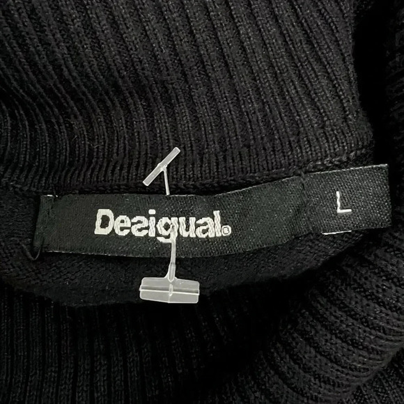 Desigual Casandra Jumper Sequin Paisley Knit Funnel Turtleneck Sweater Black L - Picture 11 of 14